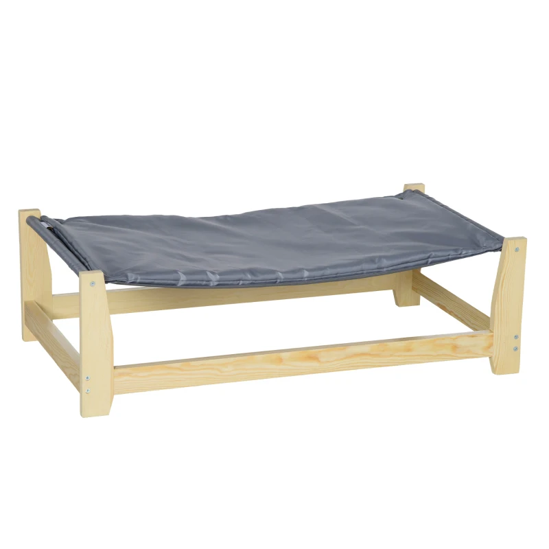 PawHut Cama Elevada para Cães Cama Elevada para Animais de Estimação Pequenos e Médios com Almofada Lavável Carga Máxima 15kg para Interior Exterior 90x50x28cm Cinza