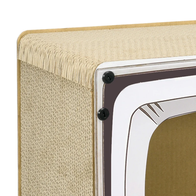 PawHut TV-Shaped Scratching Board with Scratcher, Catnip, Toy Rat, Cat Scratcher for Indoor Cats, 43 x 23 x 32.5cm