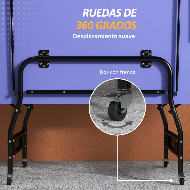SPORTNOW Mesa de Ping-Pong Tamaño Estándar con 4 Ruedas Red 2 Paletas y 3 Pelotas para Interior 274x152,5x76 cm Azul