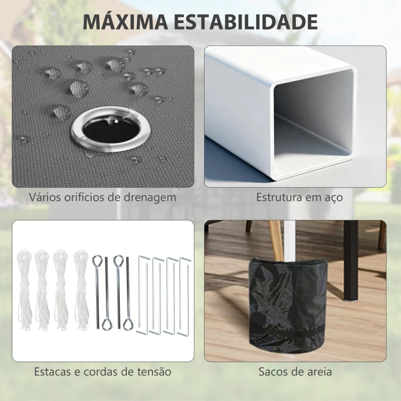 Outsunny Tenda Dobrável Pop-up 297x297x288 cm com 2 Paredes Laterais Anti-UV Altura Ajustável em 3 Níveis e Bolsa de Transporte Cinzento Escuro
