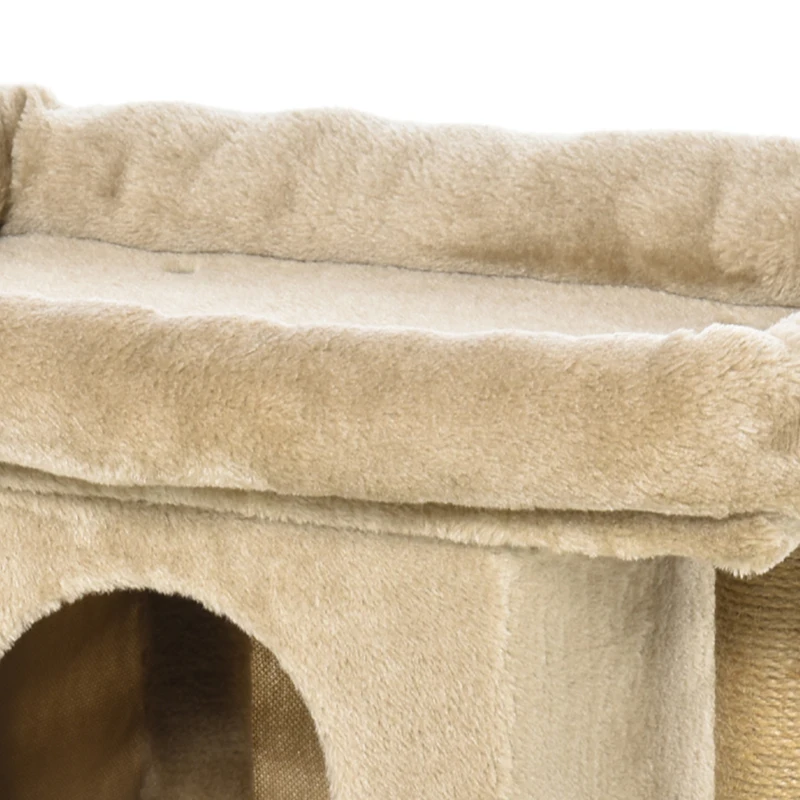 PawHut Krabpaal met jute krabmat, ligplatform, speelbal, kattenhuis, koffiebruin, 40 x 40 x 57 cm