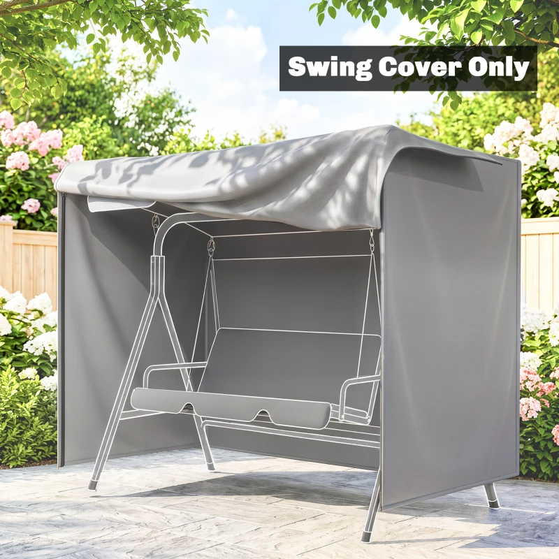 Outsunny Capa para Móveis de Jardim Capa Protetora para Baloiços de Exterior com Fecho de Correr 177x114x152 cm Cinzento