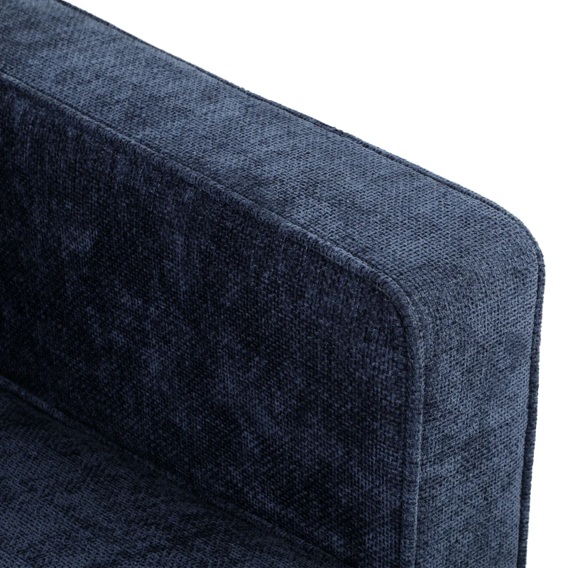 HOMCOM 3 Seater Sofa Button Tufted Upholstered Couch with Wood Legs for Living Room, Dark Blue
