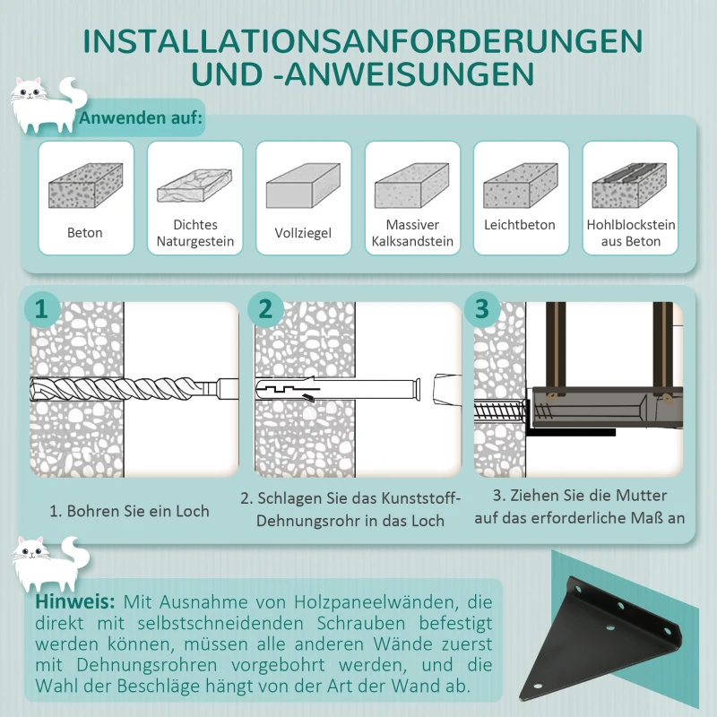 PawHut Katzenkletterwand, Katzenregal, Hängebrücke, 96 cm x 20 cm x 25,5 cm, Braun