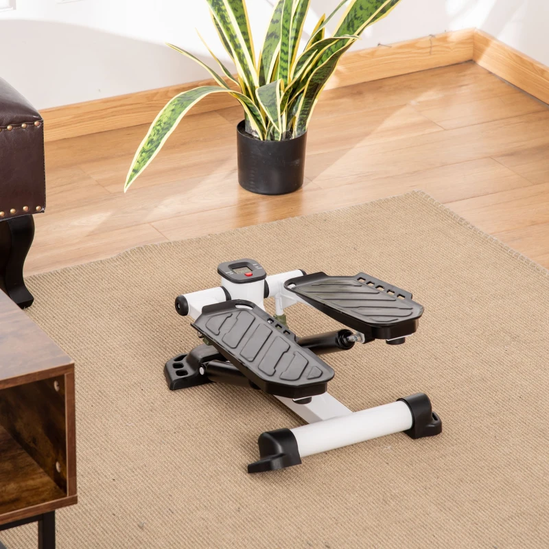 HOMCOM Mini Stepper für Zuhause, Rutschfest Up-Down Stepper mit LCD-Anzeige, Stepper Hometrainer mit zwei großen Pedalen, Stahl, Schwarz