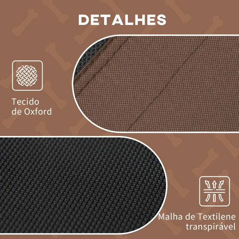 PawHut Cama Elevada para Animais de Estimação Portátil com Toldo Amovível Tecido Respirável 122x92x108cm Marrom