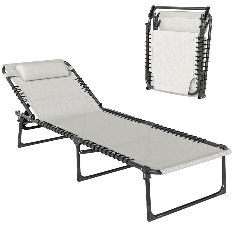 Outsunny ligstoel opklapbare rugleuning met 4 niveaus 197 cm x 58 cm x 76 cm