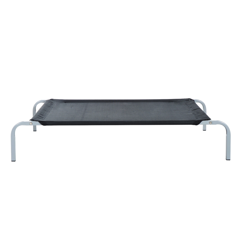 PawHut Raised Dog Bed Cat Elevated Lifted Cooling Portable Camping with Metal Frame Black (Small)