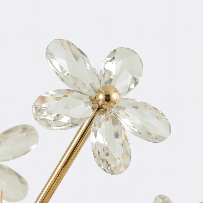 HOMCOM Crystal Chandeliers Ceiling Light with Flower, Modern Pendant Light with Adjustable Height, Ceiling Plate, Clear