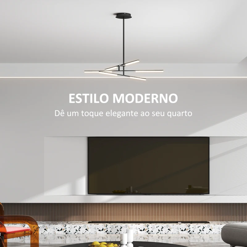 HOMCOM Candeeiro Suspenso Moderno Candeeiro de Teto LED com Ângulo de Luz Ajustável Pantalla de Acrílico Ø100x79 cm Preto