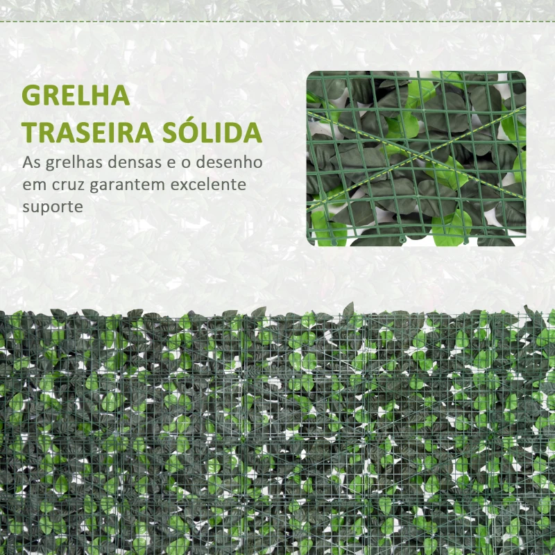 Outsunny Vedação Artificial em Rolo 3x1m para Balcão Jardim Exterior Planta Decorativa de Parede PE Verde