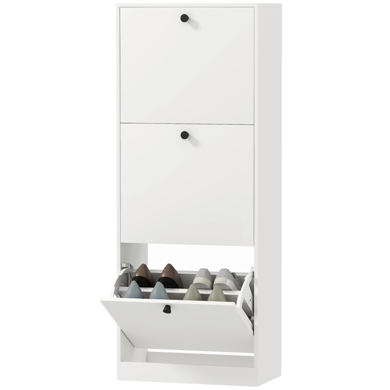 HOMCOM Schoenenkast, 3 Lades, voor tot 12 Paar Schoenen, Spaanplaat, Wit