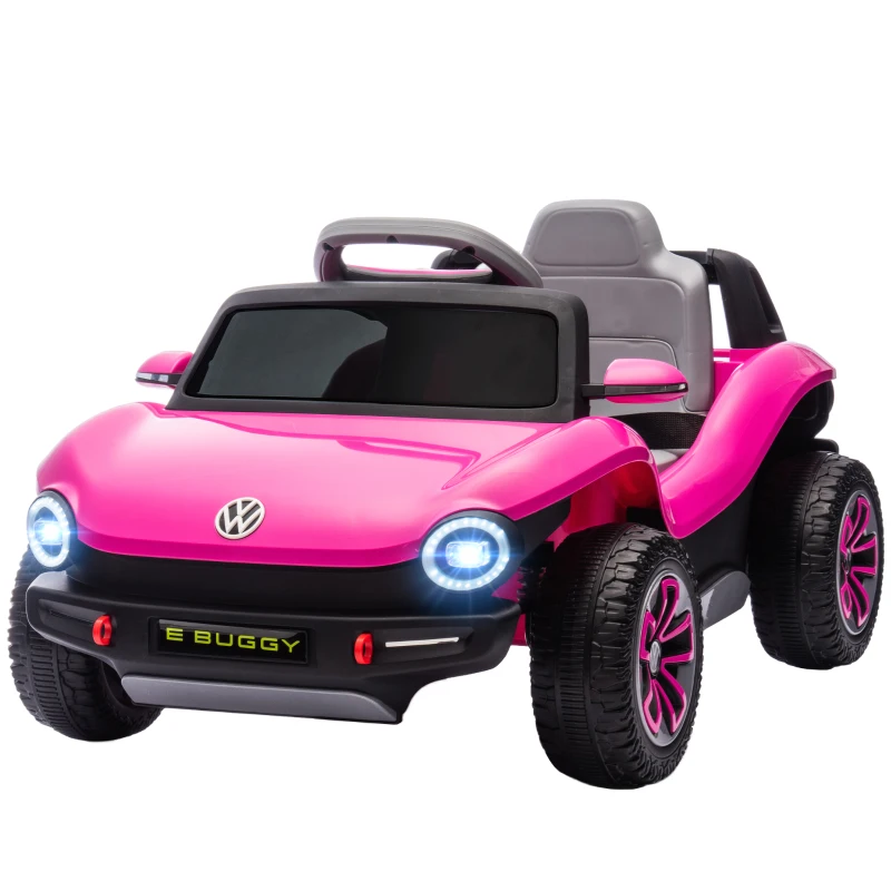 AIYAPLAY Carro Elétrico para Crianças Volkswagen E-Buggy Bateria 12V com Controlo Remoto 2,4 G Faróis LED Música USB 98x56,5x47 cm Rosa