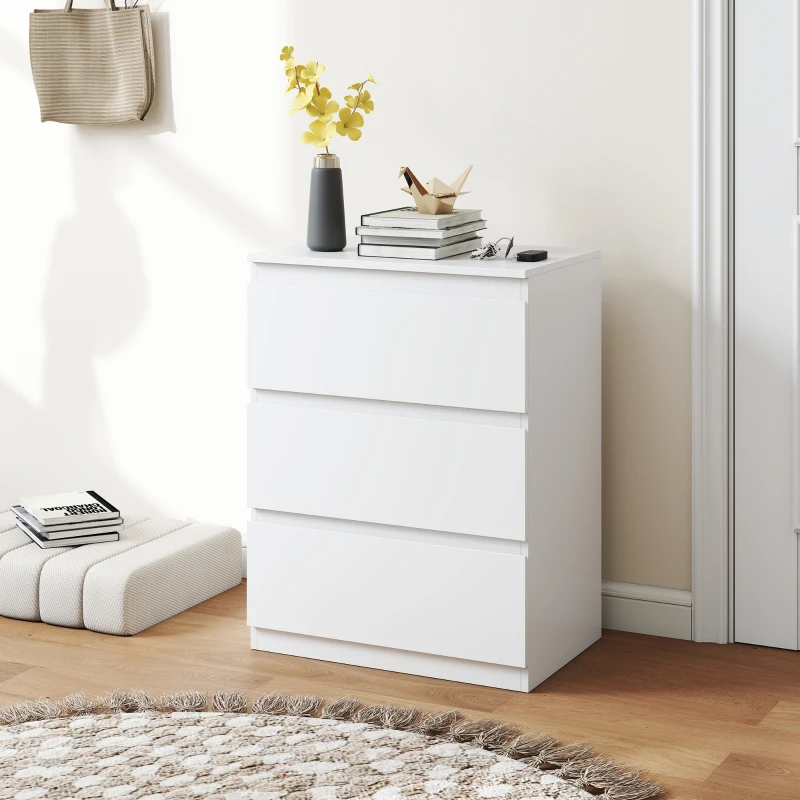 HOMCOM Ladekast met 3 lades, voor woonkamer, slaapkamer, hal, spaanplaat, wit