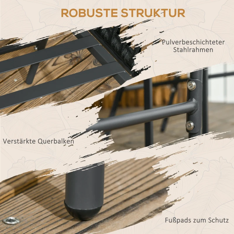 Outsunny Set van 2 Buitenkrukken, Boho-Design, Zit- en Rugkussens, Comfortabele Zitting, Metalen Frame, Donkergrijs