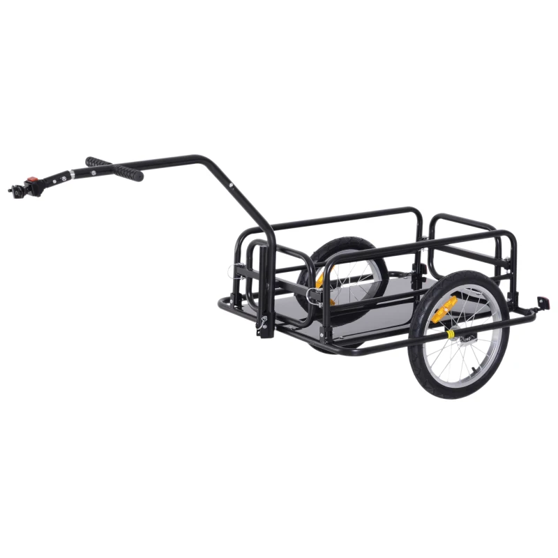 HOMCOM Aanhangwagen koppeling transportaanhanger fietskar bolderwagen zwart(m-16)