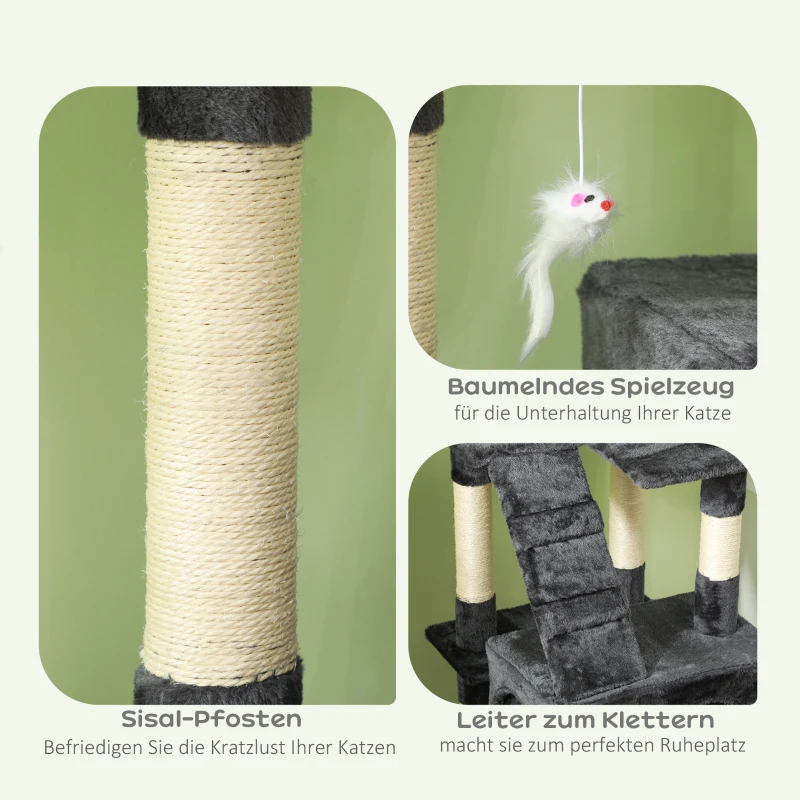 PawHut kattenboom krabpaal kattenkrabpaal klimboom sisal trap 170 cm beige/grijs