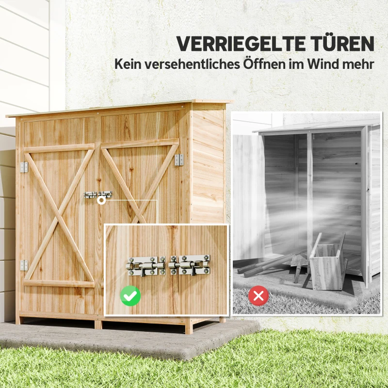 Outsunny houten tuinkast met tuintafel – 140 x 75 x 157 cm(m-6)