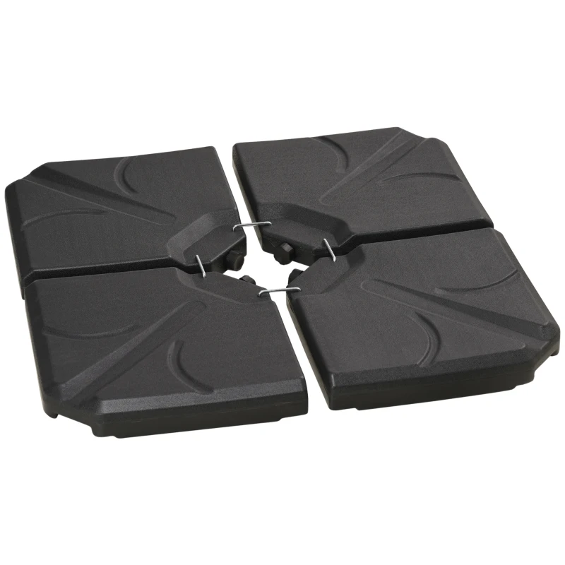 Outsunny Gewichtsbases voor Parasolstandaard, Vulbaar met Water en Zand, Kunststof, 103L x 103B x 8,3H cm, Zwart