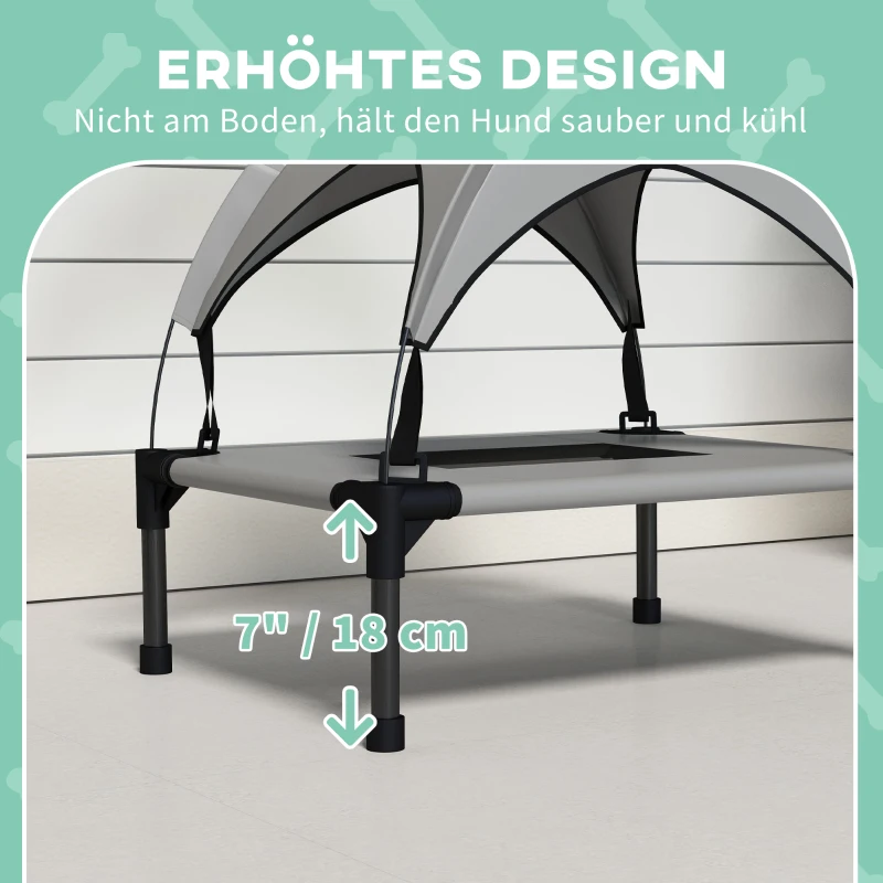 PawHut Hondenbed met Dak, Outdoor, Draagbaar, Waterbestendig, tot 30 kg, 61 x 46 x 63 cm, Lichtgrijs