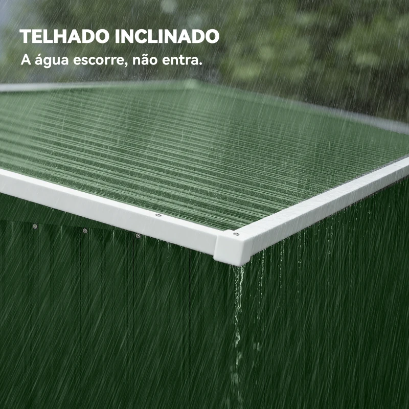 Outsunny Abrigo de Jardim Exterior 2,7 m² 234x132x185 cm com Três Portas Fechadura e Grelhas de Ventilação Verde