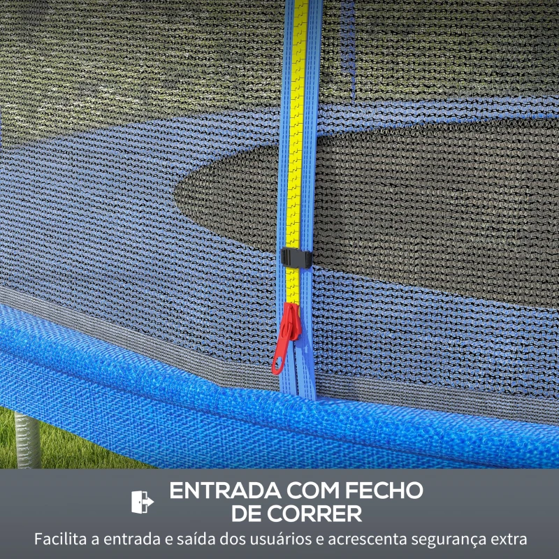 SPORTNOW Rede de Segurança para Trampolim Ø244 cm Rede de Substituição de Trampolins com Fecho de Correr para 6 Postes Azul