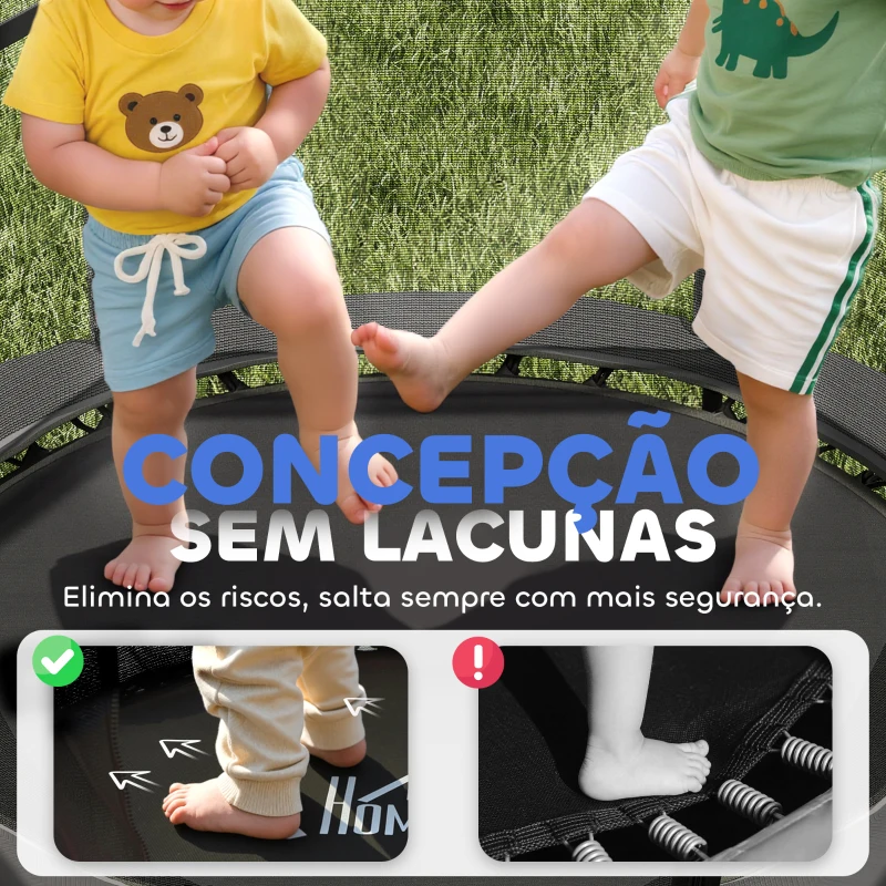 HOMCOM Trampolim para Crianças com Rede de Segurança e Estrutura de Aço para Interiores e Exteriores Carga 50kg Ø140x190 cm Preto