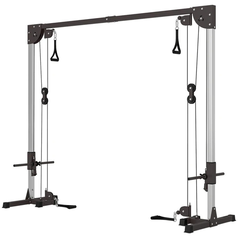 SPORTNOW Crossover Fitnessrek met Kabeltreksysteem, voor 1 of 2 Personen, Staal, Zwart