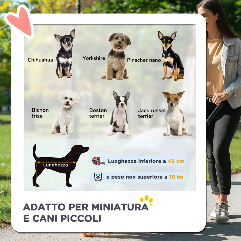 PawHut Passeggino per Cani Piccoli Pieghevole con Maniglione Girevole e Cestino Portaoggetti, 76.5x52x95 cm, Grigio