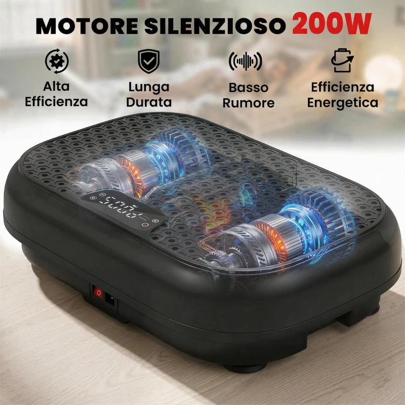 SPORTNOW Pedana Vibrante con 120 Livelli di Velocità, 5 Programmi e Display LED, Silenziosa, con Fasce di Resistenza