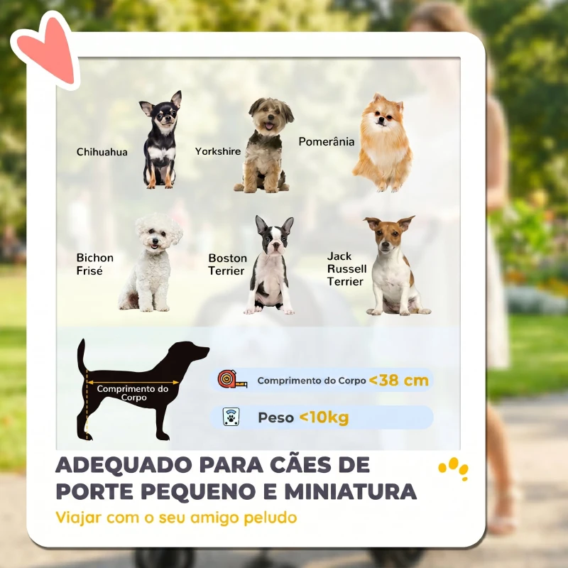 PawHut Carrinho para Cães Dobrável de 4 Rodas EVA Giratório com Travão Janelas de Rede Almofada Lavável Porta-Copos Cinzento