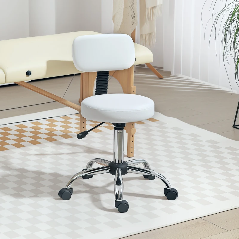 HOMCOM 360° Swivel Seat Salon Stool - White
