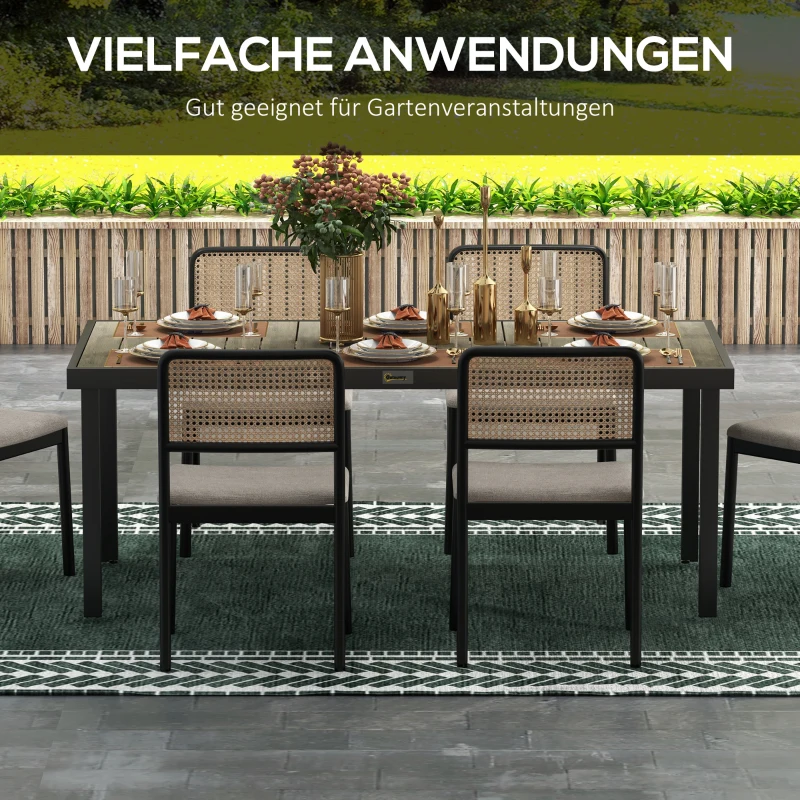 Outsunny Tuintafel voor 8 Personen, Buitentafel, Loungentafel, Weerbestendig, 190 x 90 x 74 cm, Natuurhout