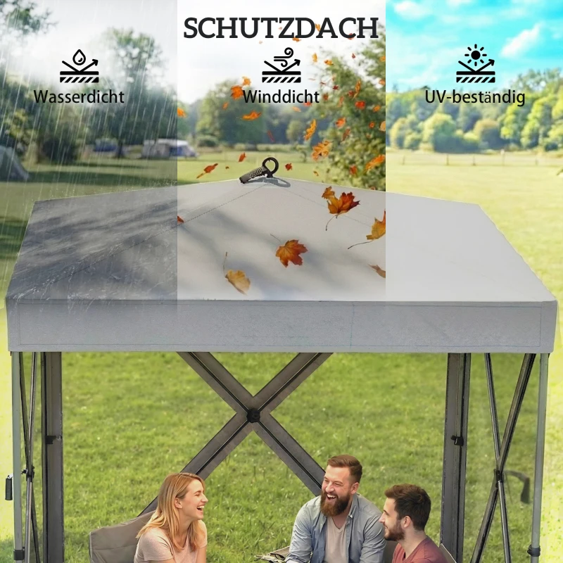 Outsunny Pavillon 1,85x1,85m Wasserdicht Stabil Winterfest Pop-up Faltpavillon mit 4 Mesh-Seitenteilen Tasche, UV 30+