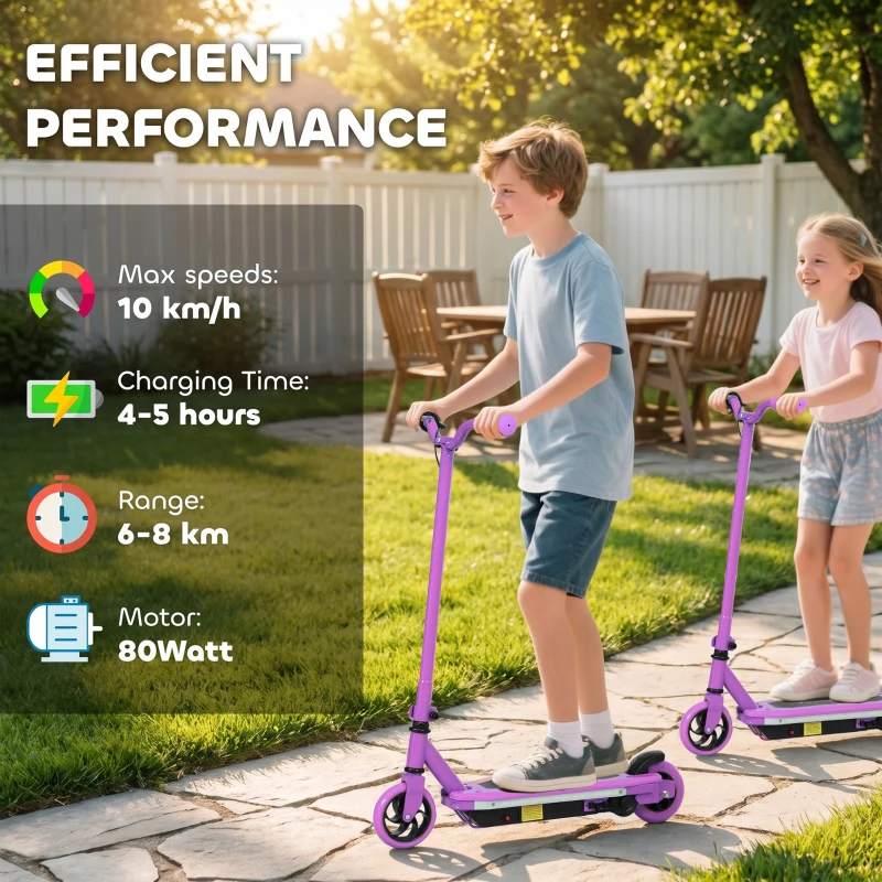AIYAPLAY Electric Scooter for Kids 6-14 Years, with Colourful Lights, Purple
