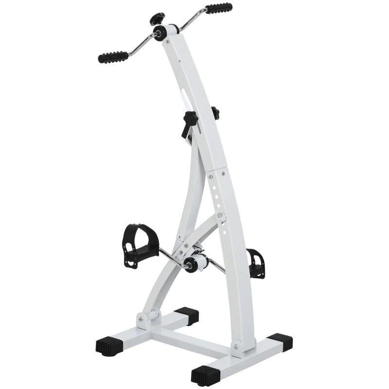 HOMCOM Hometrainer voor senioren bewegingstrainer pedaaltrainer armen en benen staal wit