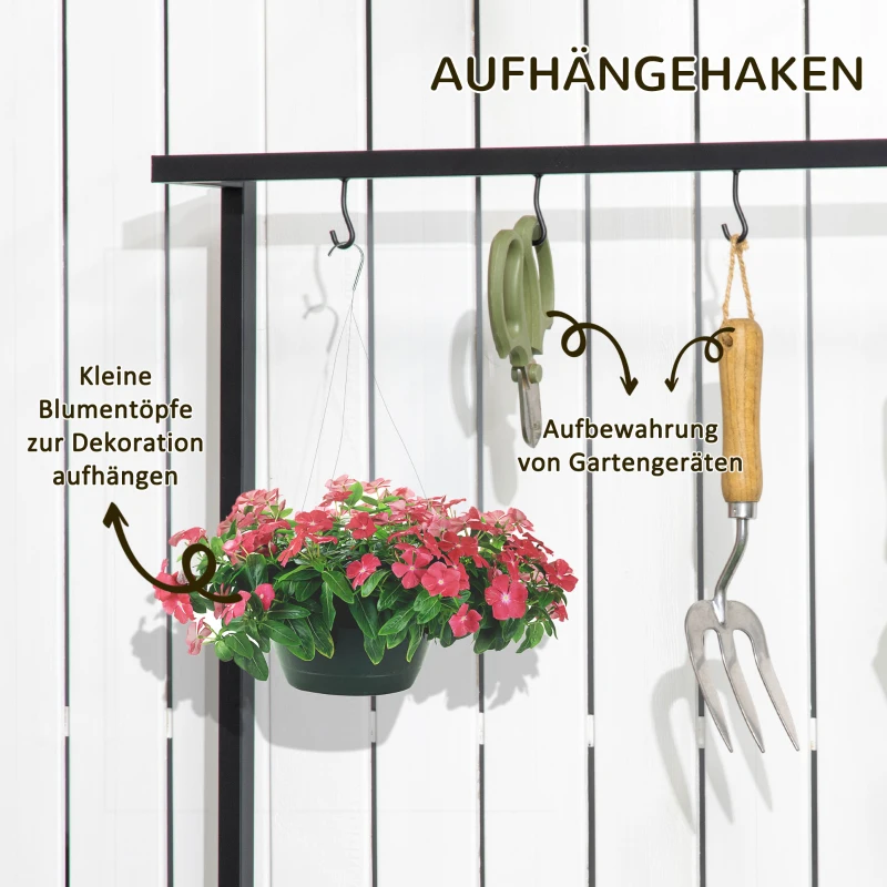 Outsunny 3-laags plantenrek, bloementrap met bevestigingshaken, tuinplantenstandaard, natuurlijk hout, 80 cm x 36 cm x 174 cm