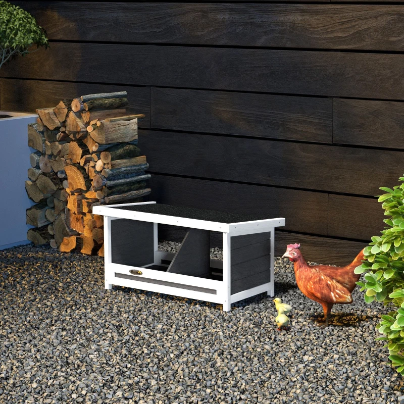 PawHut Ninho para Galinhas de Madeira Caixa para 2 Galinhas com Telhado Asfáltico para Interior e Exterior 66x37x34 cm Cinza