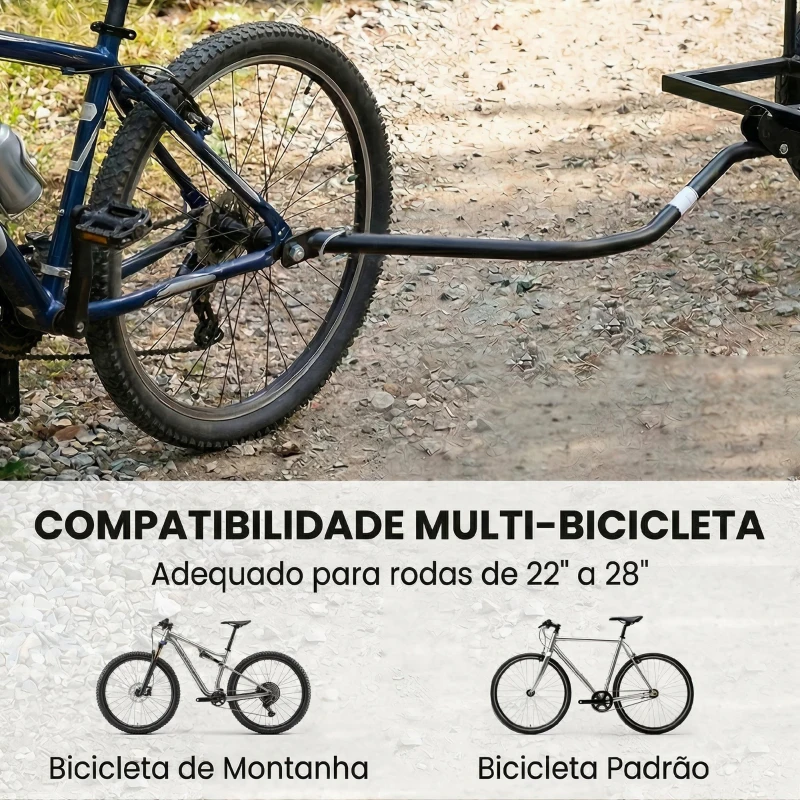 SPORTNOW Reboque para Bicicleta de Carga 40 kg Carrinho de Mão de Aço com Bandeira Vermelha Rodas de 16 Polegadas 145x60x42 cm Preto