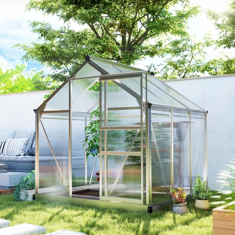 Outsunny 6 x 6ft Polycarbonate Greenhouse - Clear