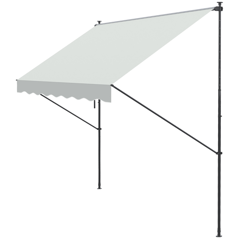 Outsunny Toldo Manual Retrátil Ajustável 300x170x200-290 cm com Manivela Proteção Solar UV40+ para Varanda Jardim Creme