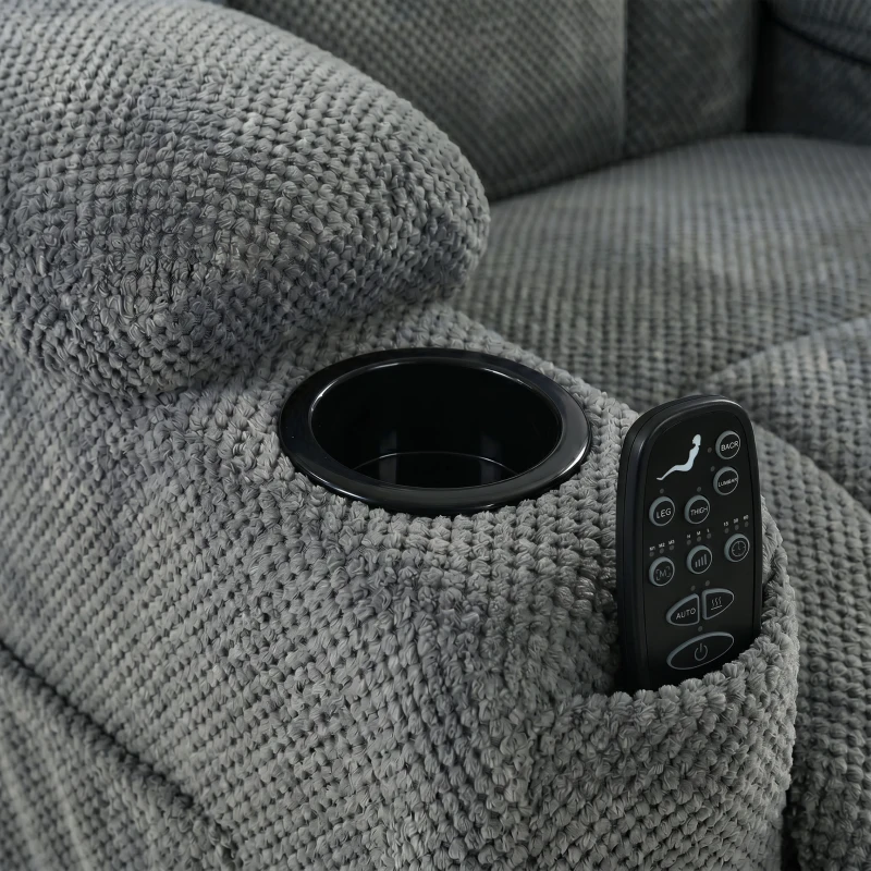 HOMCOM Elektrische Relaxfauteuil met Massage en Warmte, Stille Motor en Geheugenfunctie, Donkergrijs