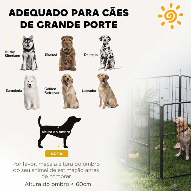 PawHut Parque para Cães com 6 Painéis de 100 cm de Altura com Porta para Interior e Exterior Preto