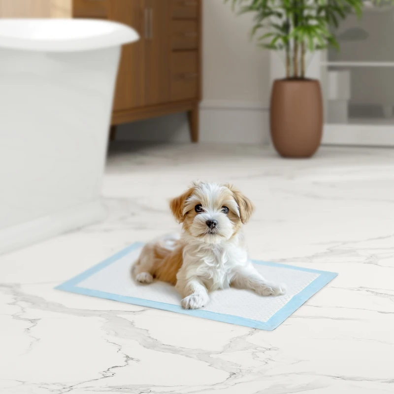 PawHut Resguardos de Treino Animais de Estimação 100 Unidades 45x30 cm Resguardos Absorventes para Cães com 6 Camadas Azul