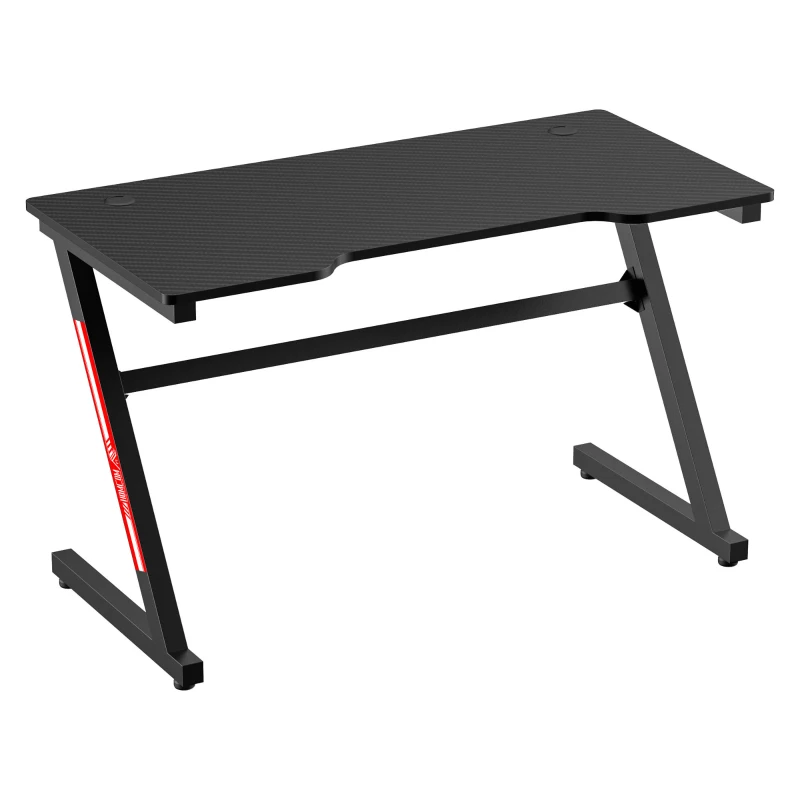 HOMCOM Secretária Gaming Ergonómica Secretária para Computador com Bancada de Fibra de Carbono e Pés Ajustáveis Carga Máxima 150kg 120x60x73cm Preto