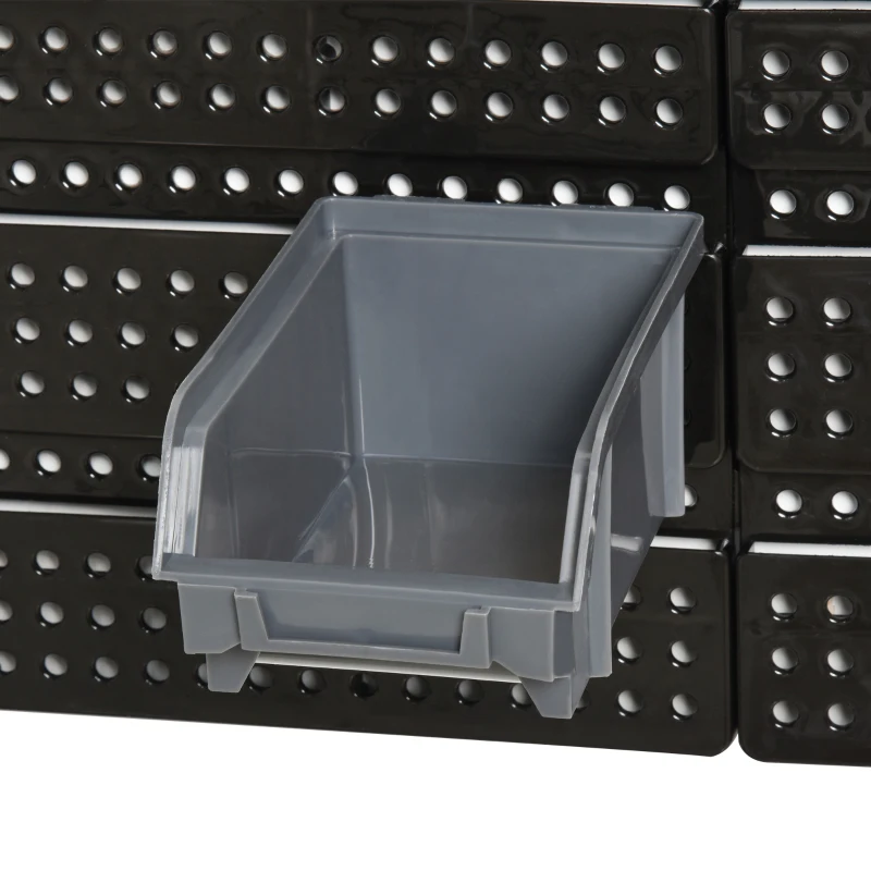 DURHAND Pannello Portautensile con 30 Contenitori Regolabili e Rimovibile, Montaggio a Muro, PP, Rosso Grigio Nero, 37.5x18x63cm