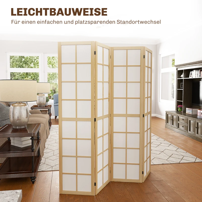 HOMCOM Opvouwbare Vrijstaande Privacy Scheidingswand voor Woonkamer, Slaapkamer, Kantoor, 160 x 170 cm