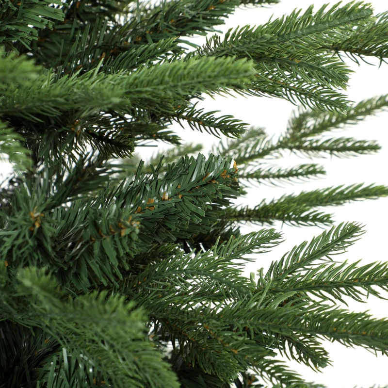 HOMCOM 180 cm Artificial Christmas Tree Full Hinged Xmas Tree Solid Pine Wood Stand, Green