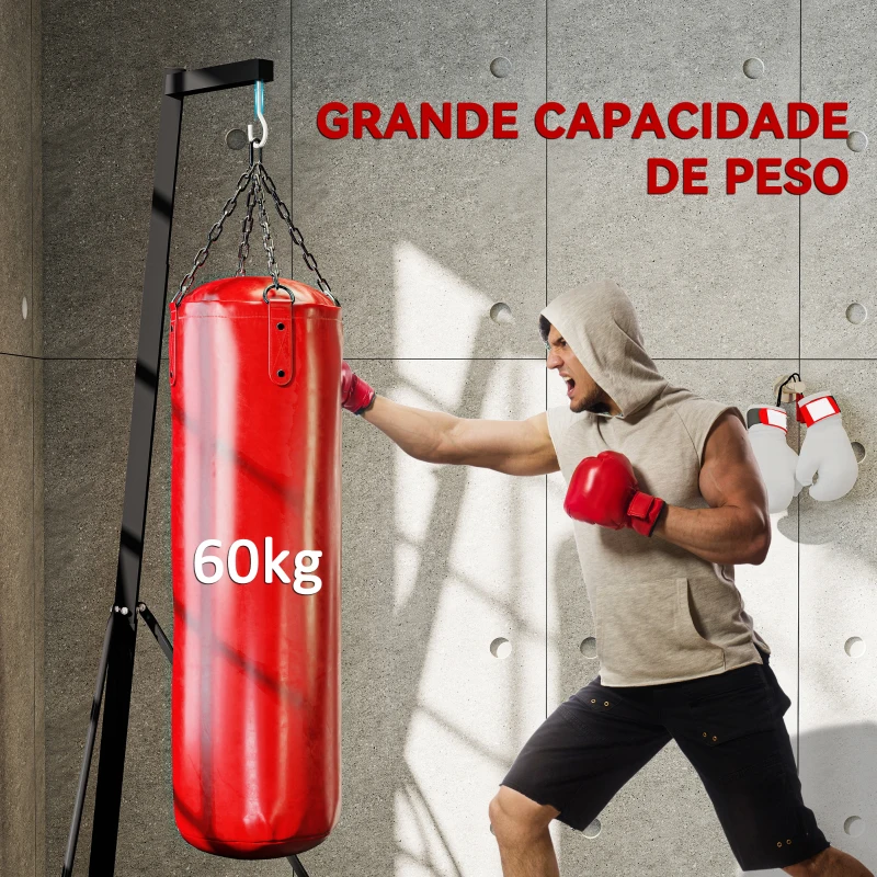 SPORTNOW Suporte para Saco de Boxe de Pé Suporte para Saco de Boxe Dobrável com Altura Ajustável 170x90x182-225 cm Preto