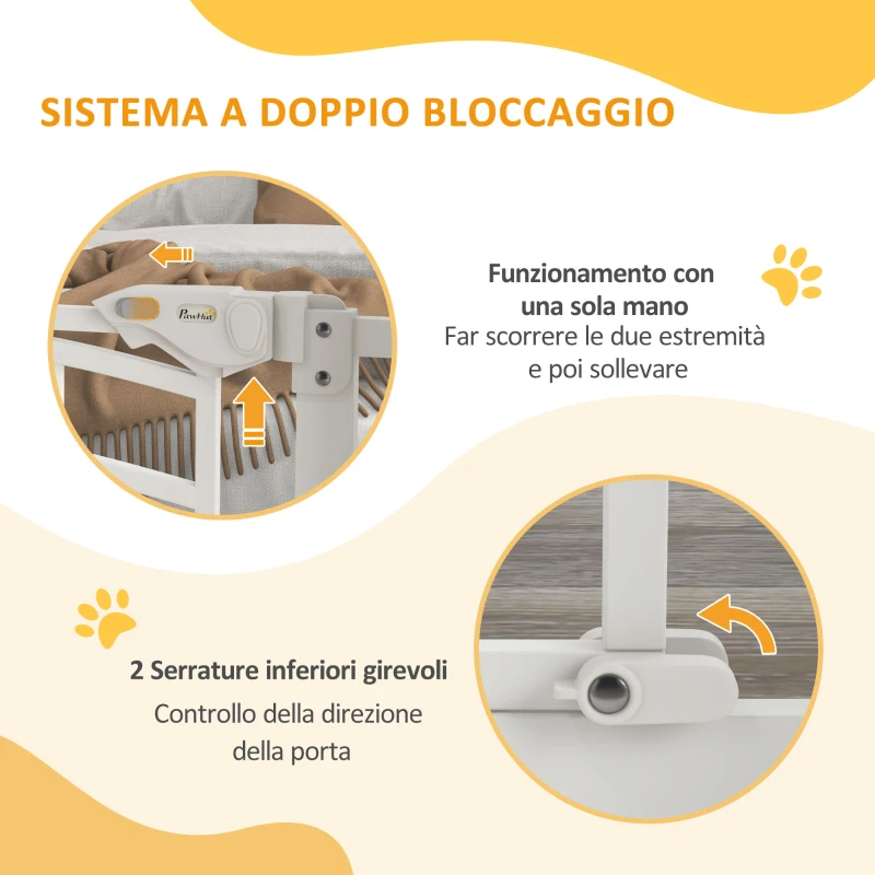 PawHut Cancellino per Cani taglia Piccola e Media con Chiusura Automatica, in Acciaio e PA, 74-80x76 cm, Bianco